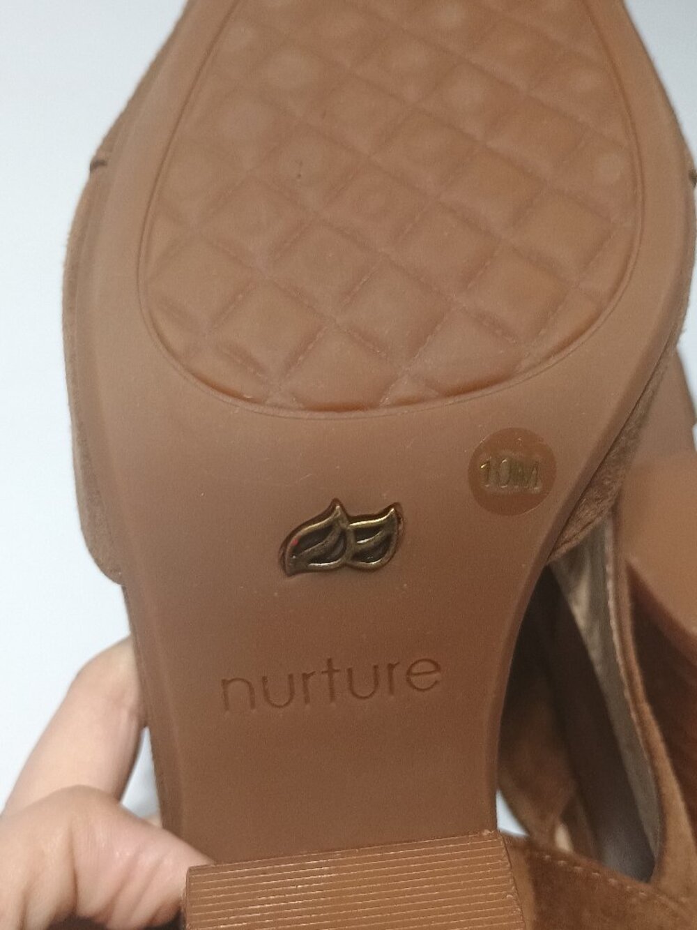 Nurture Brown Suede Leather Criss Cross Block Heel Sandals Women’s Size 10M - Picture 6 of 8